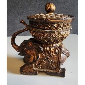 Resin Elephant With basket Trinket Jewlery Holder  Bowl